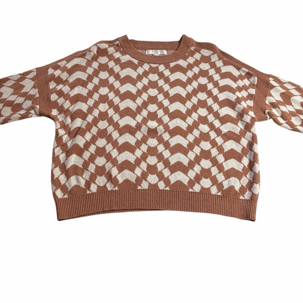 Spiritual Gangster Sweater | Brown & Cream Patterned Knit | Small